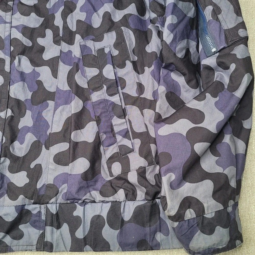 London Fog Jacket Mens L Blue Camo Winning Edge Full Zip Vintage Windbreaker‎